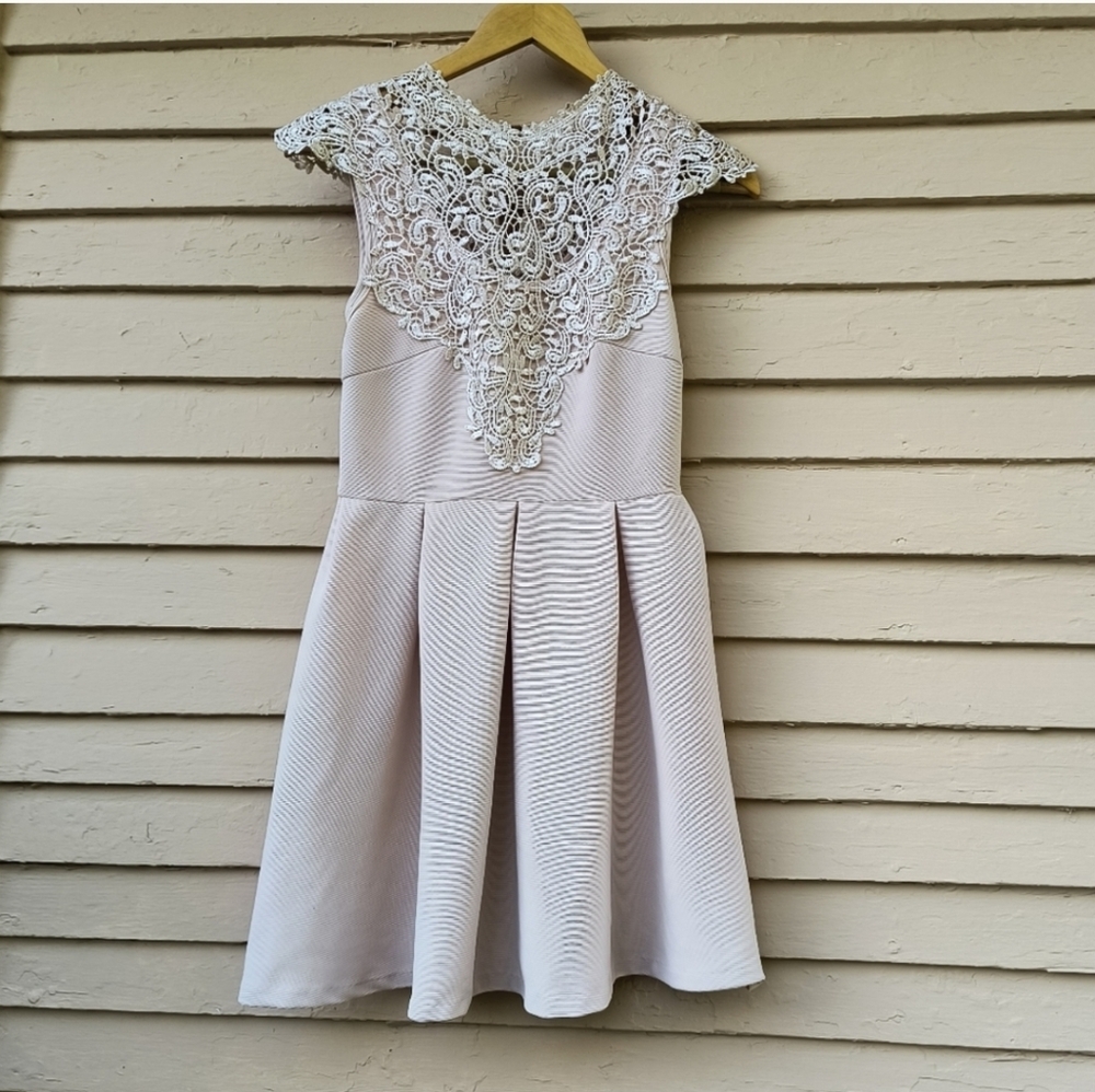 Ya Los Angeles Fit & Flare Pleated Mini Dress Size S Peach Blush